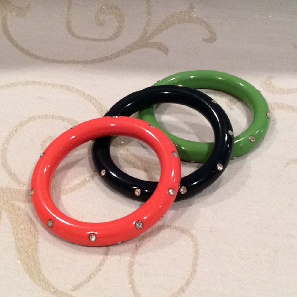 WORN ONCE, LOT OF 3, “J.CREW” RESIN, GEM BANGLES